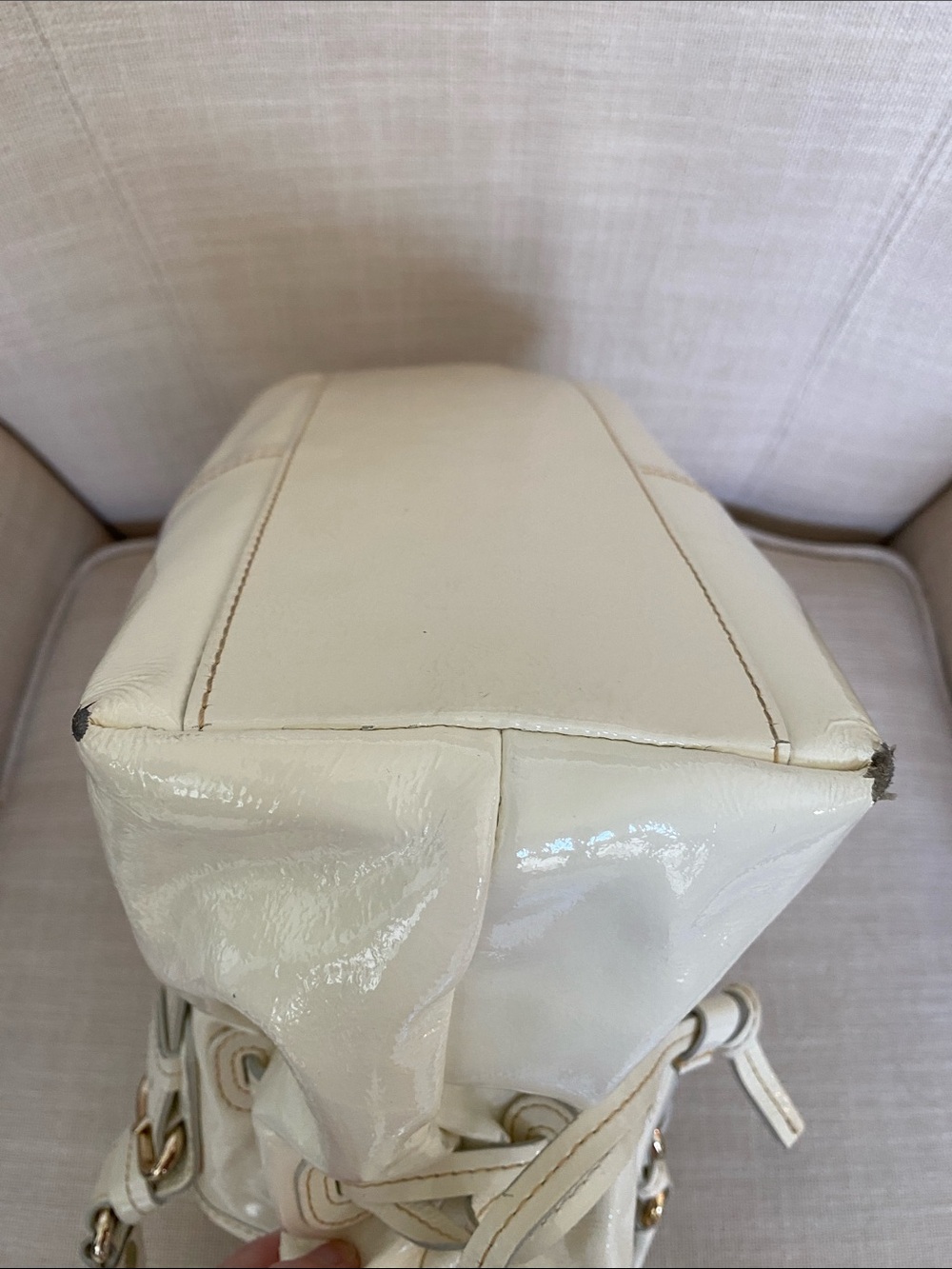 Dooney & Bourke Chiara Cream Patent Leather Shoulder Bag - Picture 7 of 16